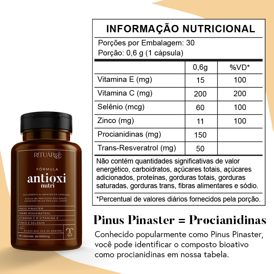 Fórmula Antioxi Nutri - Protetor Solar Oral - 30 cápsulas